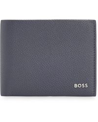 BOSS - Grained-leather Wallet With Silver-tone Logo Lettering - Lyst