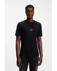 HUGO - Cotton-Jersey T-Shirt With Gradient Logo Label - Lyst