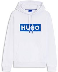 HUGO - Sweat À Capuche En Molleton De Coton Avec Logo Imprimé Rectangulaire - Lyst