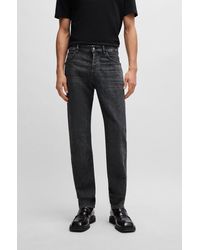 BOSS - Regular-fit Jeans In Grey Mechanical-stretch Denim - Lyst