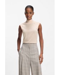 BOSS - Sleeveless Mock-Neck Sweater - Lyst