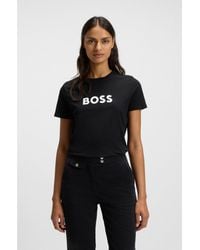 BOSS - Cotton-Jersey T-Shirt With Contrast Logo - Lyst