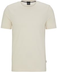 BOSS - Slim-fit T-shirt Van Gestructureerde Katoen Met Dubbele Kraag - Lyst