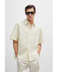 BOSS - Regular-fit Shirt In Paper-touch Cotton Poplin - Lyst