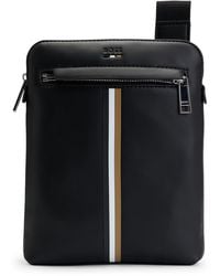 BOSS - Faux-leather Envelope Bag With Signature Stripe - Lyst