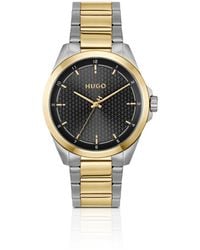 HUGO - Seam Two-Tone Watch With Textured Dial - Lyst