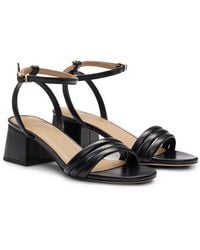 BOSS - Padded-strap Sandals With Block Heel - Lyst