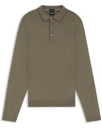 BOSS - Long-Sleeved Knit Polo Sweater - Lyst