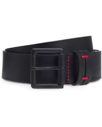 HUGO - Italian-Leather Belt With-Stitched Keeper - Lyst