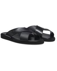 BOSS - Faux-Leather Slides With Plain And Patterned Straps - Lyst