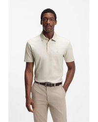 BOSS - Cotton Polo Shirt With Tonal Logo Badge - Lyst