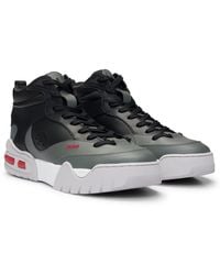 HUGO - High-Top Trainers With Faux Leather And Mesh - Lyst