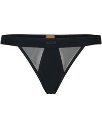 BOSS - Mixed-material Thong With Logo Waistband - Lyst