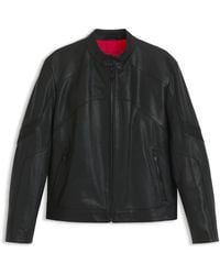 HUGO - Leren Jas Met Biezen - Lyst