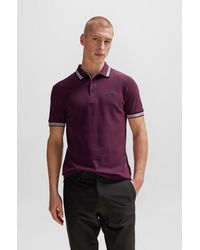 BOSS - Cotton-piqué Paddy Polo Shirt With Contrast Logo - Lyst