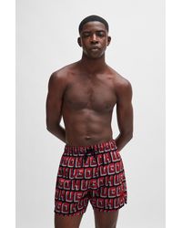 HUGO - Quick-dry Swim Shorts With All-over Logo Print - Lyst