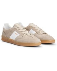 BOSS - Suede-leather Lace-up Trainers With Branding - Lyst
