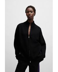 BOSS - Naomi X Zip-up Knitted Jacket With Logo Patch - Lyst