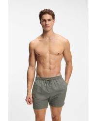 BOSS - Printed Swim Shorts With Logo Badge - Lyst