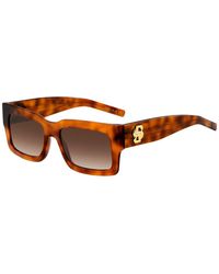 BOSS - Havana-Acetate Sunglasses With Double B Monogram - Lyst