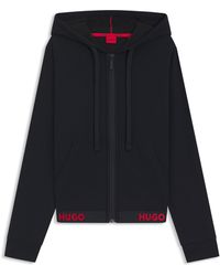 HUGO - Relaxed-Fit Kapuzenjacke Mit Logo Am Bund - Lyst