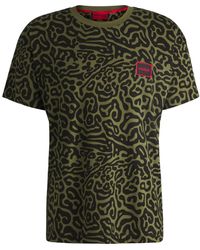 HUGO - Stretch-cotton Pyjama T-shirt With Seasonal Pattern - Lyst