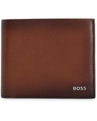 BOSS - Leather Wallet With Polished-silver Lettering - Lyst
