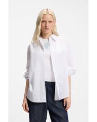 HUGO - Oversized-Fit Blouse With Burnout Heart And Logo Print - Lyst
