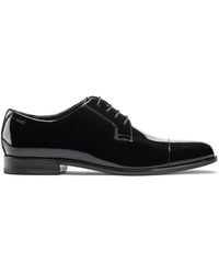 HUGO Derby Shoes In Patent Leather With Stitched Cap Toe - Black