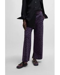 BOSS - Naomi X Cotton-blend Tracksuit Bottoms With Leopard Print - Lyst