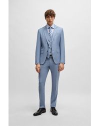 BOSS - Slim-fit Suit In A Melange Wool Blend - Lyst