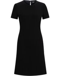 BOSS - Slim-Fit Kleid aus Stretch-Gewebe mit Rundhalsausschnitt - Lyst