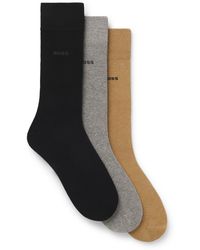 BOSS - Three-Pack Of Regular-Length Socks With Logos - Lyst