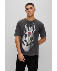 HUGO - Relaxed-fit T-shirt In Cotton With Band-inspired Artwork - Lyst