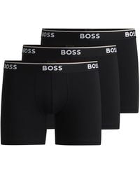 BOSS - Three-Pack Of Stretch-Cotton Boxer Briefs With Logos - Lyst