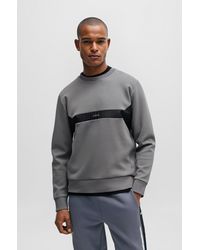 BOSS - Mixed-material Regular-fit Sweatshirt With Logo Print - Lyst