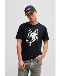 HUGO - T-shirt en jersey de coton à motif chien artistique - Lyst