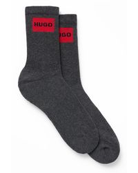 HUGO - Lot de deux paires de chaussettes mi-mollet à logos rouges - Lyst