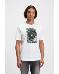 BOSS - Cotton-Jersey T-Shirt With Animal Graphic - Lyst
