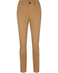 BOSS - Regular-Fit Hose aus elastischem Baumwoll-Satin - Lyst