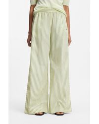 BOSS - Cotton-Poplin Trousers With Vertical Stripe - Lyst