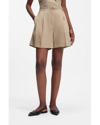 HUGO - Cotton-Blend Shorts With Chain Trim - Lyst