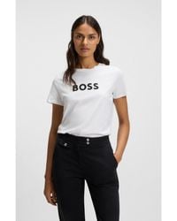 BOSS - Cotton-Jersey T-Shirt With Contrast Logo - Lyst