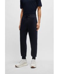 BOSS - Cotton-blend Tracksuit Bottoms With Mesh Trims - Lyst