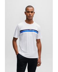 BOSS - Logo-stripe Pyjama T-shirt In Stretch-cotton Jersey - Lyst