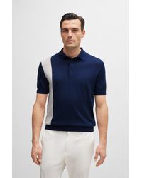 BOSS - Polo-collar Regular-fit Sweater In Silk And Cotton - Lyst