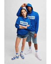 HUGO - Relaxed-fit Hoodie In French Terry With Logo Print - Lyst