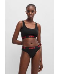 HUGO - Stretch-Cotton Bralette With Logo Band - Lyst