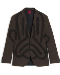 HUGO - X Rb By Slawn Sakko Mit Woll-Anteil, Fischgrät-Muster Und Print - Lyst