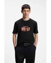 HUGO - Cotton-Jersey T-Shirt With Printed Artwork - Lyst